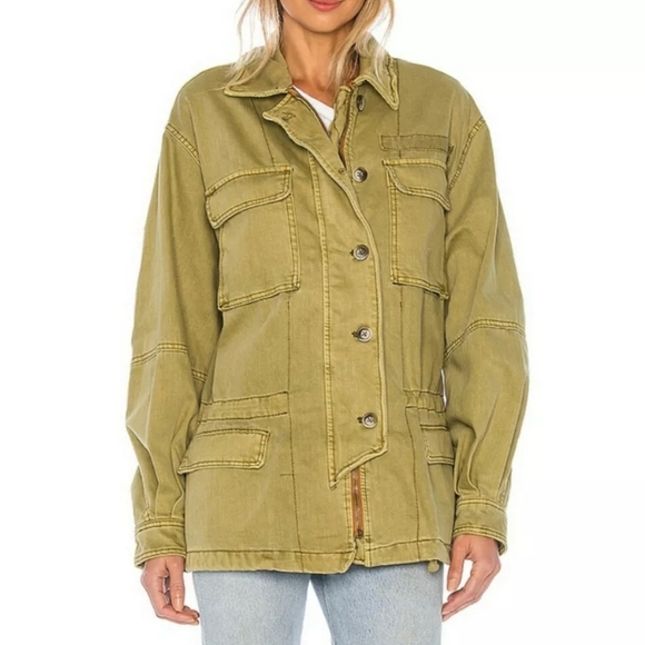 Free People Seize The Day Jacket Army Green Size Large - Picture 5 of 9